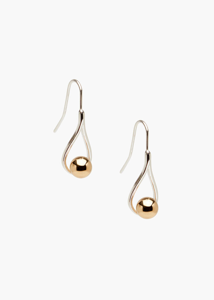 Two Tone Ball Earrings, , hi-res