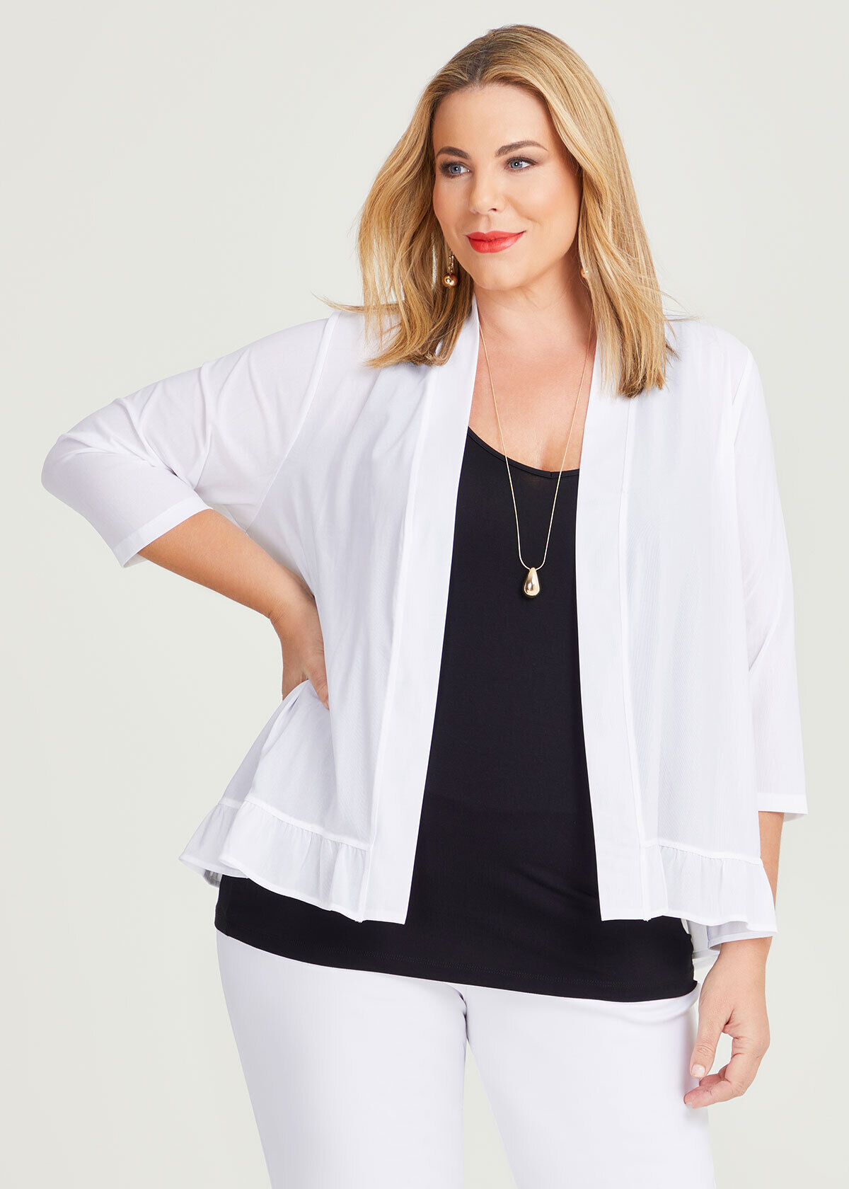 Plus size white cardigan online