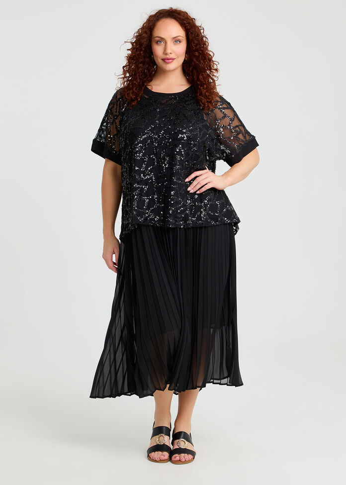 Pleated Paradise Midi Dress, , hi-res