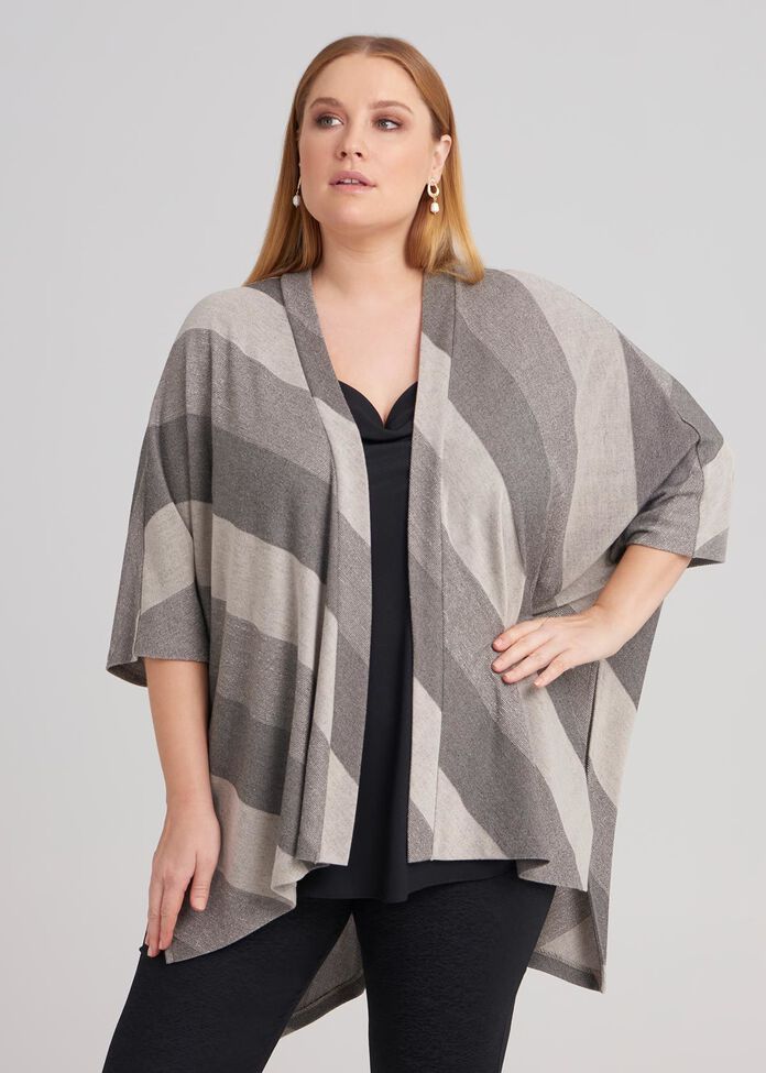 Shop Stripe Knit Cardi in Grey, Sizes 12-30 | Taking Shape AU