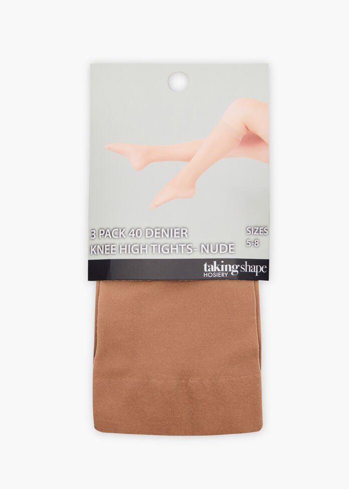 3 Pack 40D Knee High Tights, , hi-res