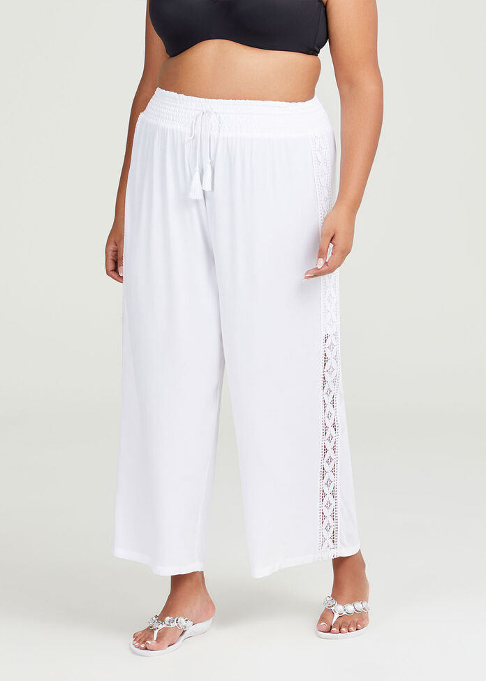 Lace Trim Pull On Pant, , hi-res