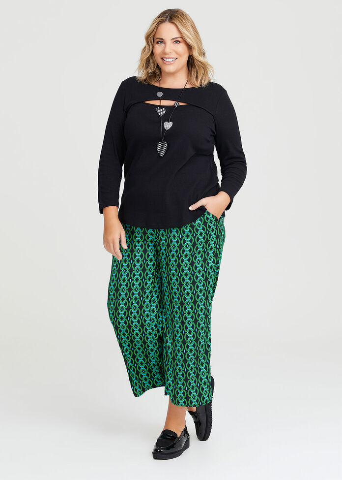 Shop Plus Size Geo Luxe Satin Pant in Green, Sizes 12-30