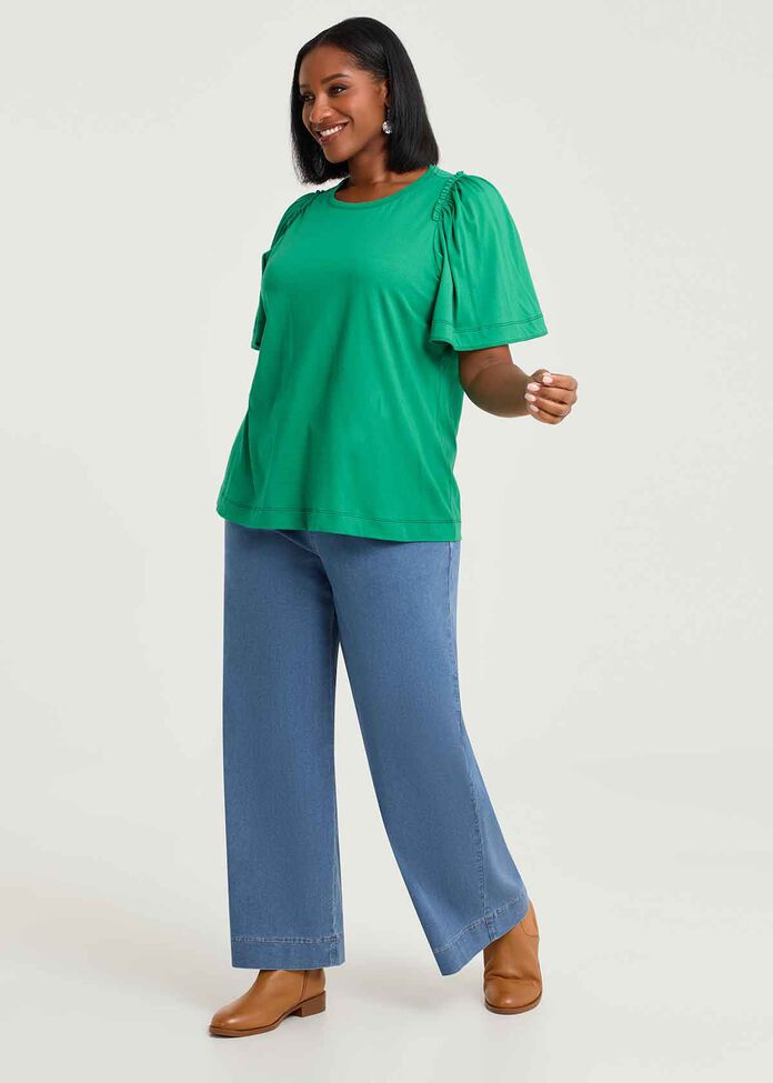 Cotton Contrast Stitch Top, , hi-res