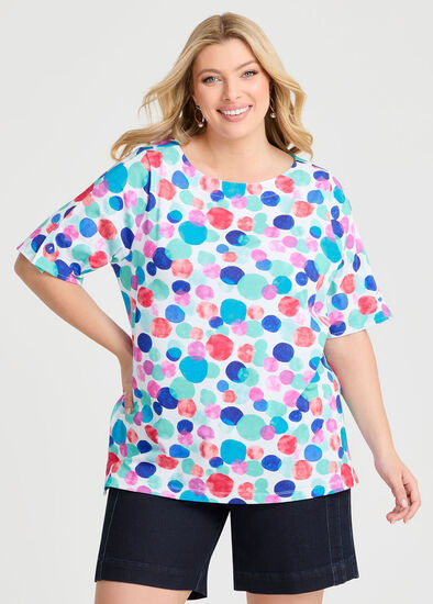 Plus Size Cotton Watercolour Spot T-shirt