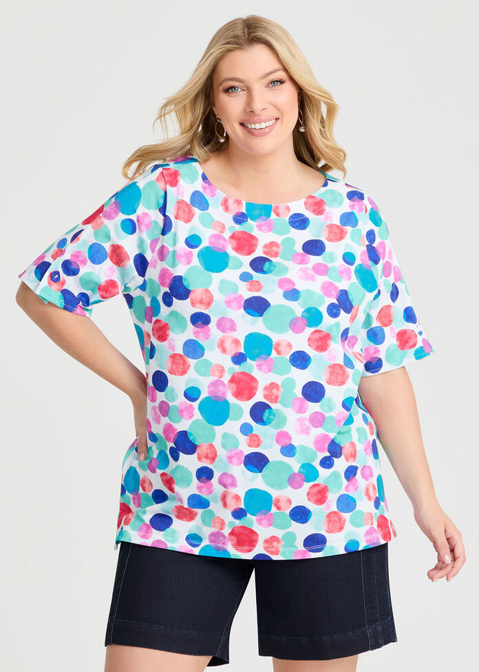 Cotton Watercolour Spot T-shirt, , hi-res
