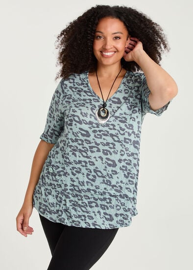 Plus Size Crushed Animal Print Top