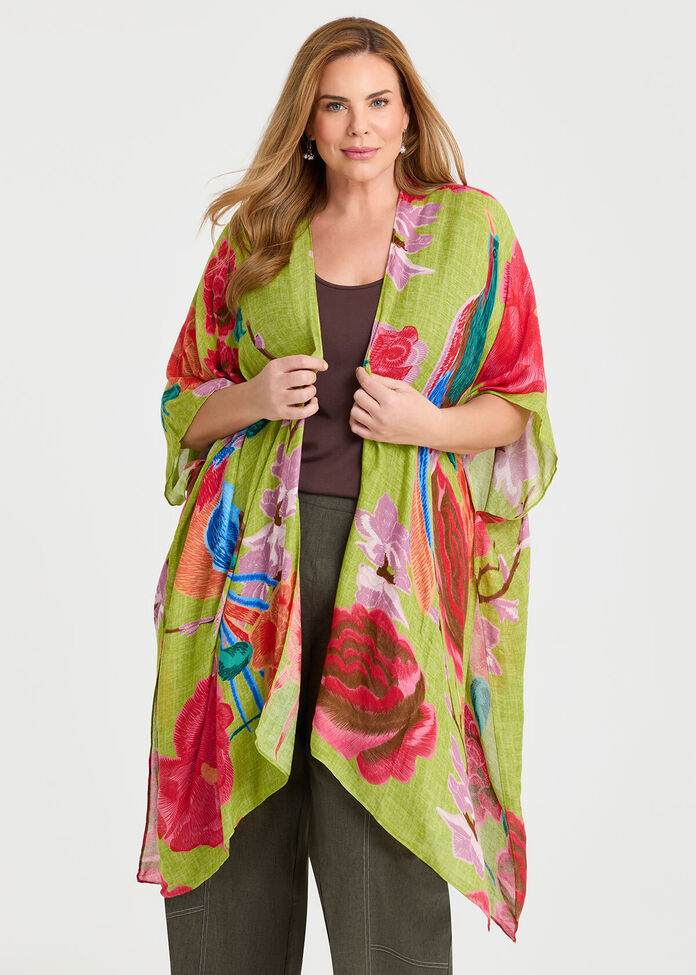 Oversized Flower & Bird Cape, , hi-res
