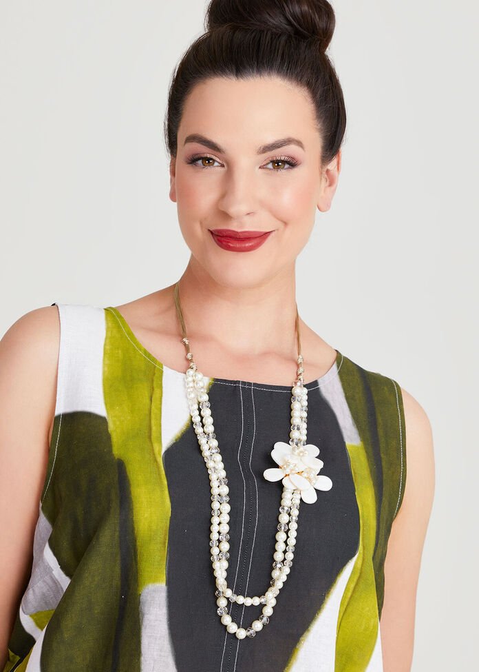 Flower Pearl Necklace, , hi-res