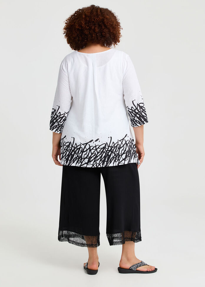 Graphic Linen Bamboo Top, , hi-res