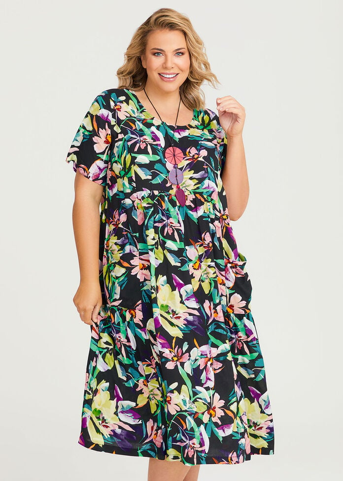 Shop Plus Size Natural Electric Floral Dress in Multi | Taking Shape AU