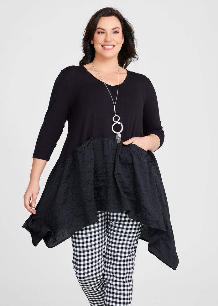 Shop Plus Size Amity Spliced Natural Tunic in Black | Sizes 12-30 ...