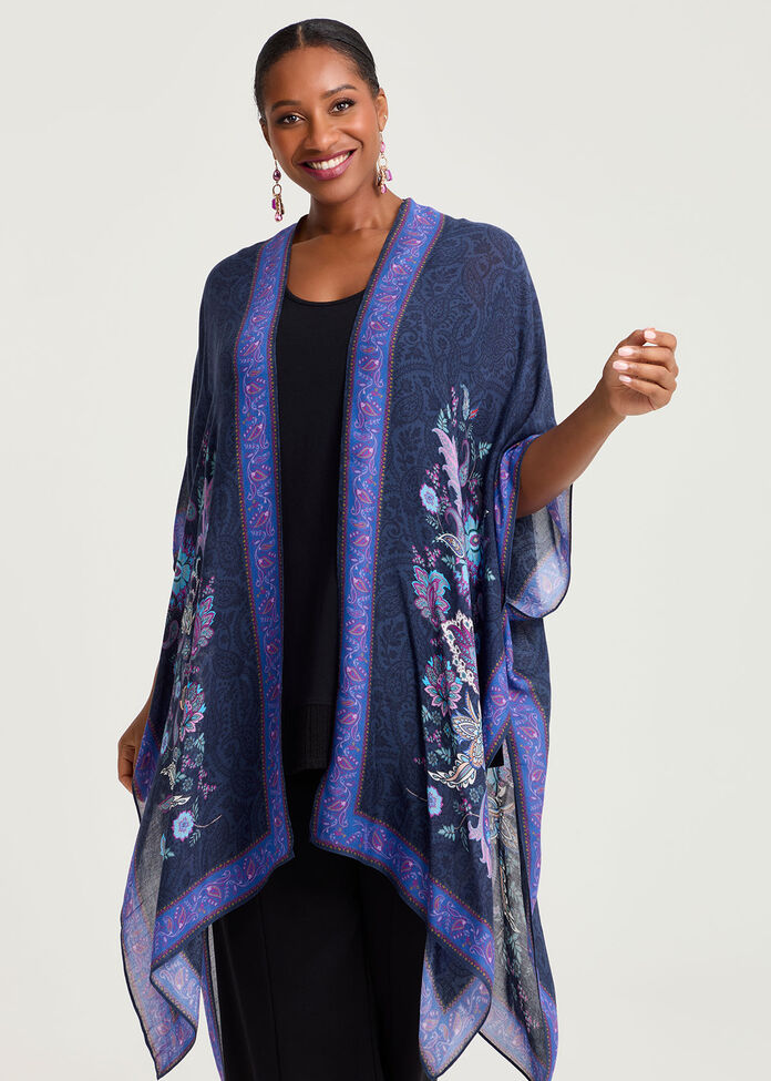 Purple Paisley Print Cape, , hi-res