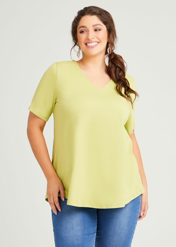 Organic V-neck Swing Basic Tee, , hi-res