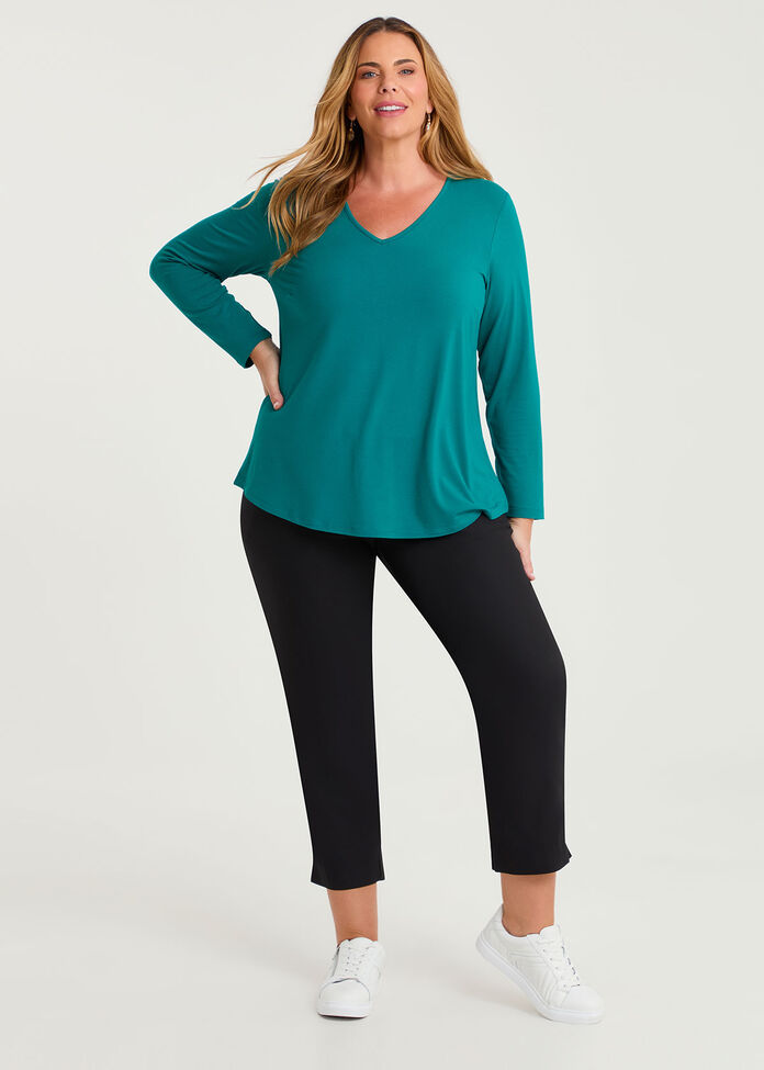 Natural Everyday V-neck Long Sleeve Top, , hi-res