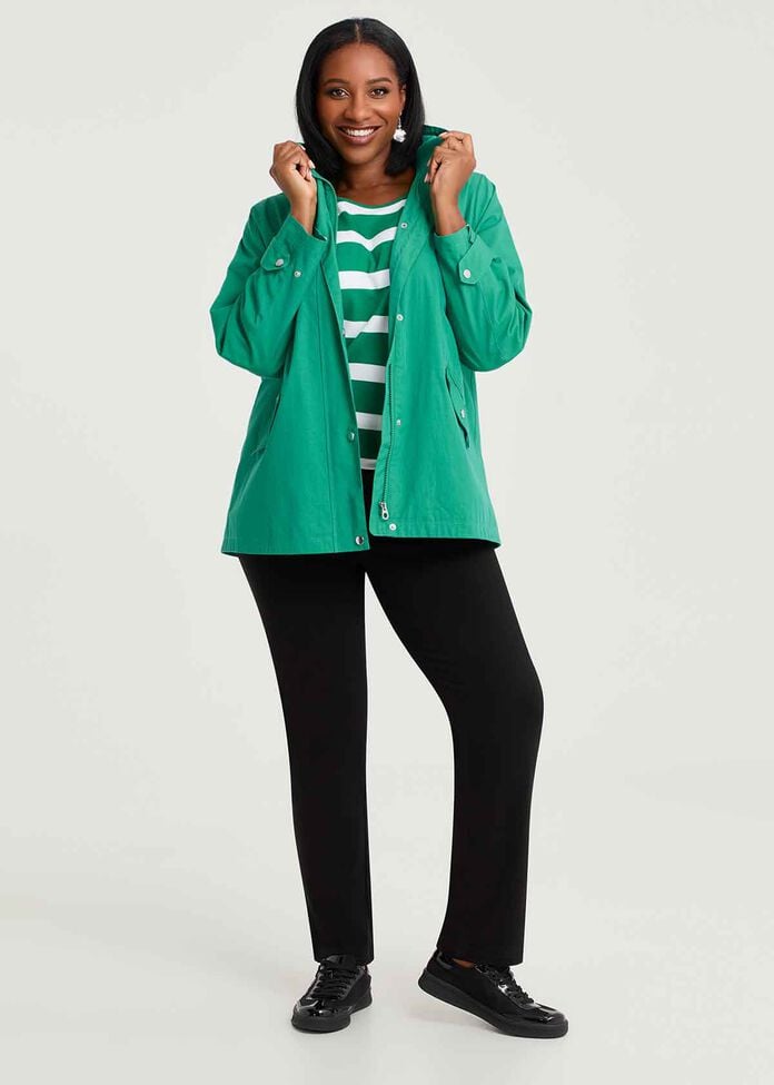 Hooded Stripe Lined Jacket, , hi-res