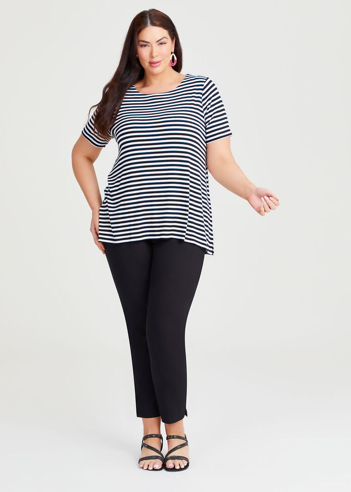 Natural Essential Stripe Rib Top, , hi-res