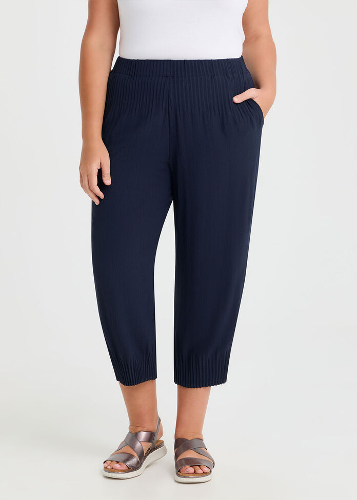 Pleat Hem Crop Pant, , hi-res