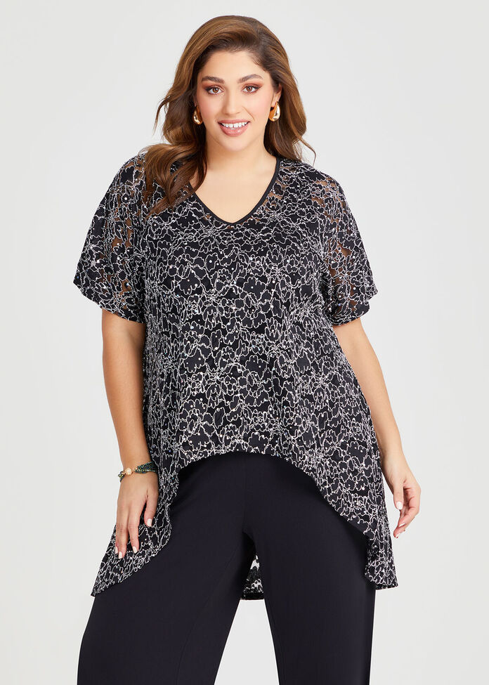 Giselle Sequin Lace Top, , hi-res