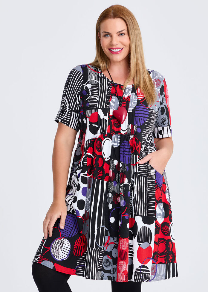 Everyday Tuck Natural Dress, PRINT, hi-res