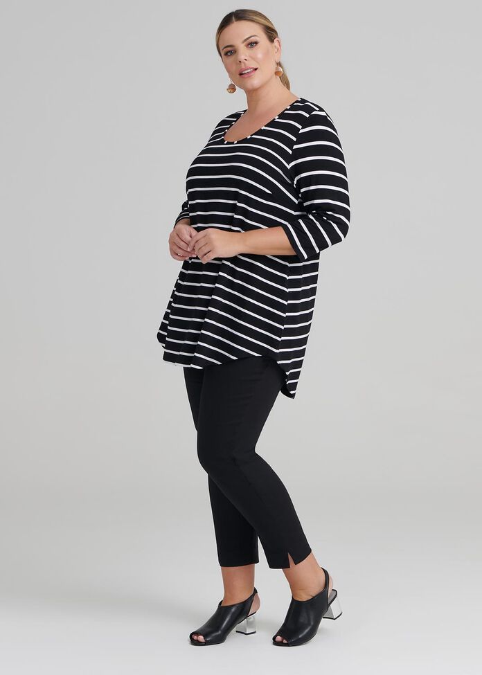 Bamboo Stripe 3/4 Slv Top, , hi-res