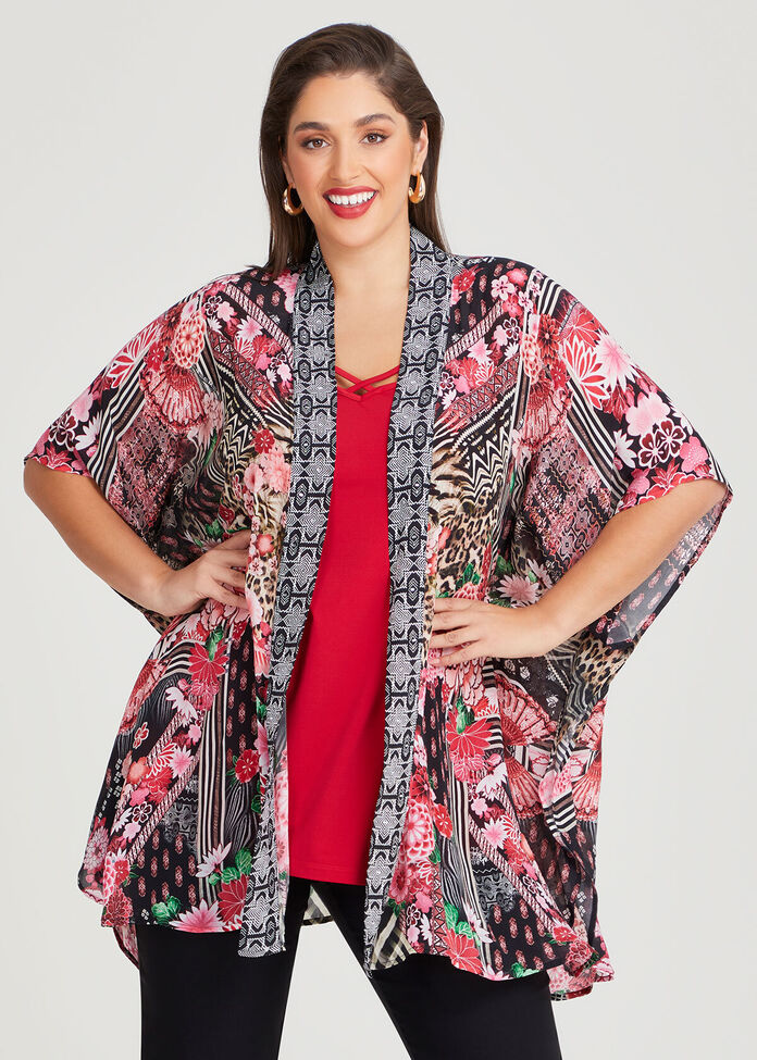 Shop Plus Size Natural Celina Kimono, Multi Taking Shape NZ