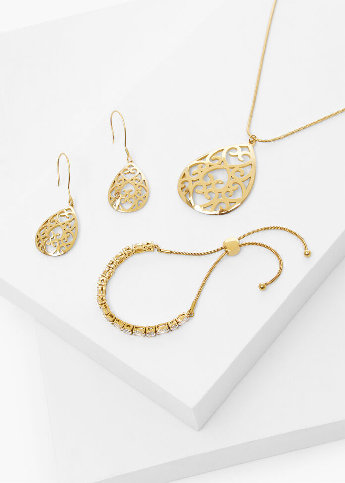 Gold Plated Filigree Earrings, , hi-res
