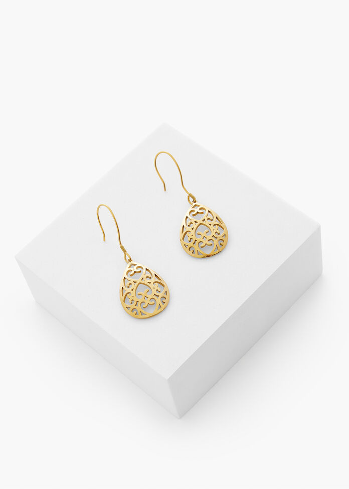 Gold Plated Filigree Earrings, , hi-res