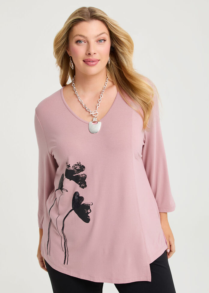 Natural Flower Print Top, , hi-res