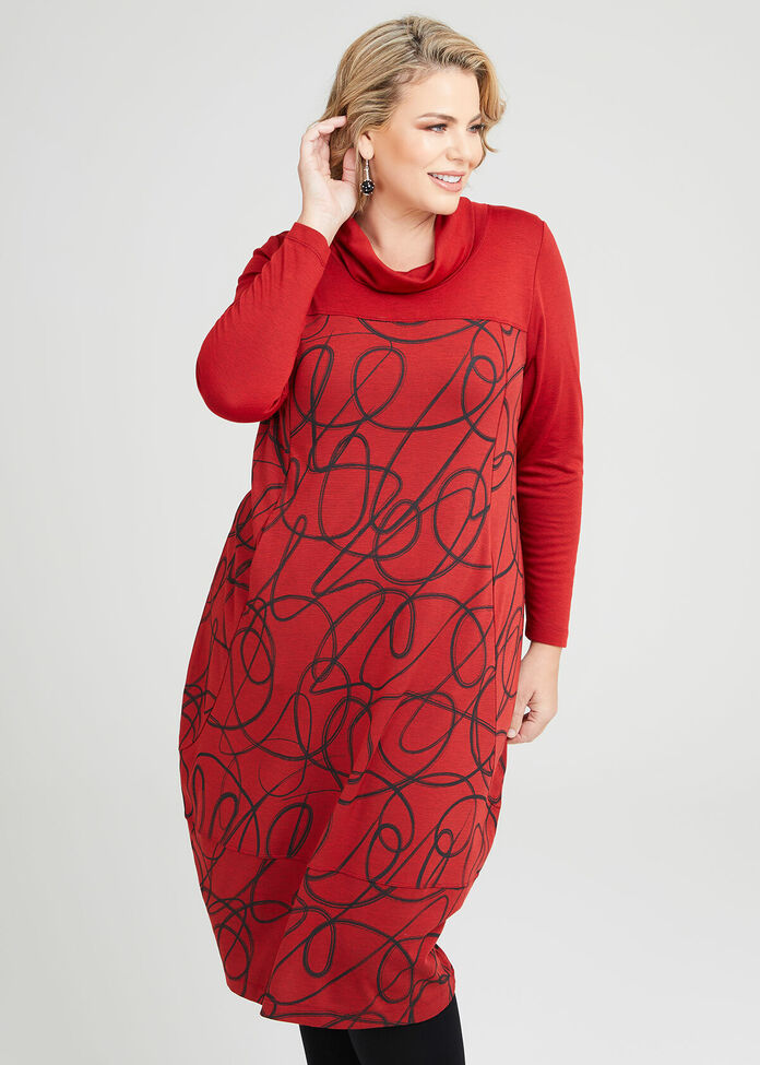 Shop Plus Size Natural Abstract Panelled Dress in Red | Taking Shape AU