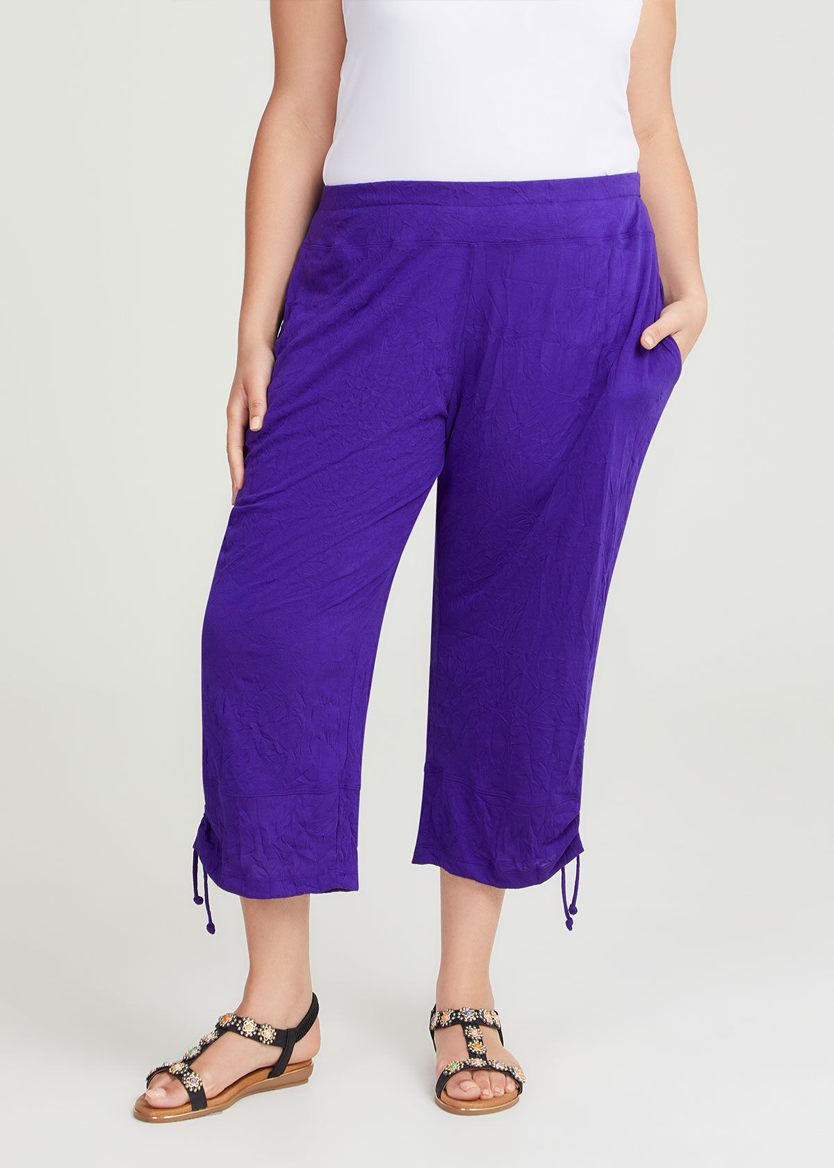 Purple capris plus size sale