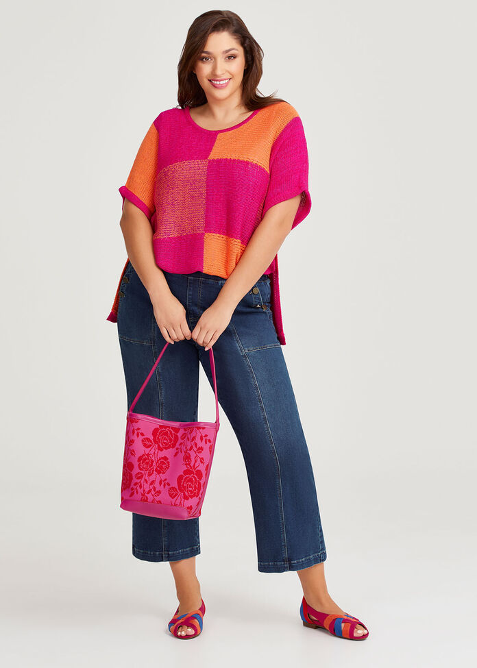 Floral Knit Shoulder Bag, , hi-res