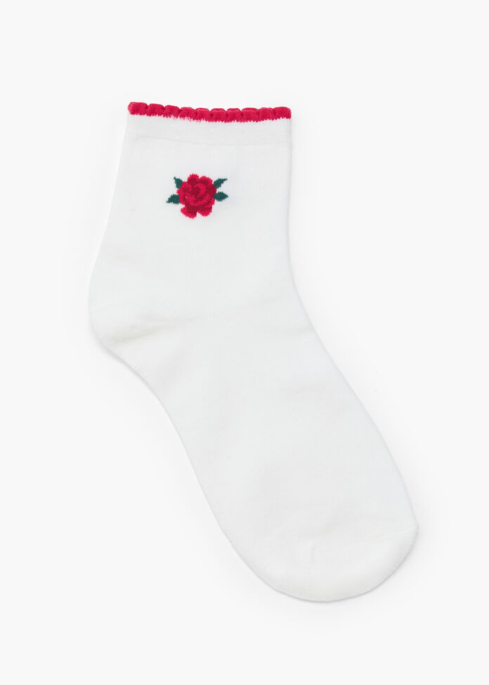 3 Pack Cotton Rose Socks, , hi-res