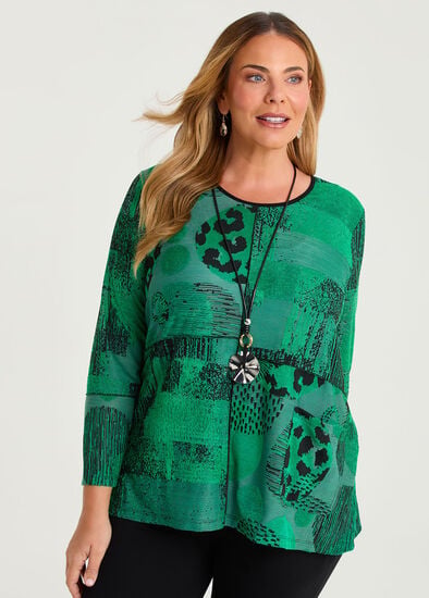 Plus Size Circle Burnout Pocket Top