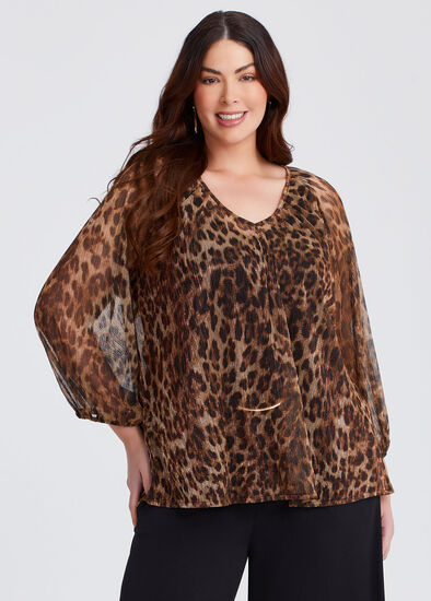 Plus Size Cybele Plisse Animal Top