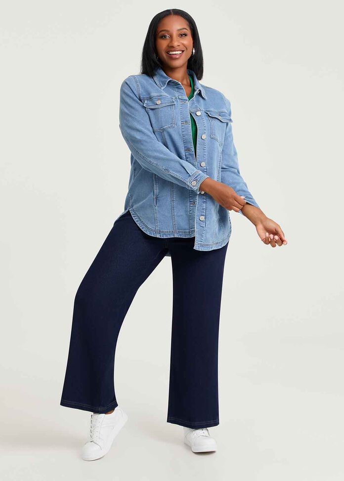 Denim Relaxed Shacket, , hi-res