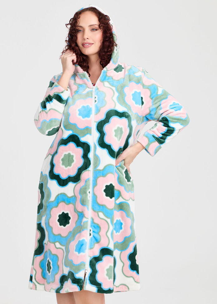 Floral Fiesta Zip Dressing Gown, , hi-res