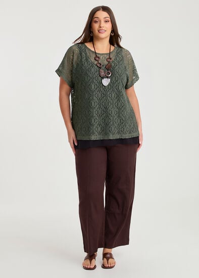 Plus Size Stretch Linen Relaxed Wide Leg Pant