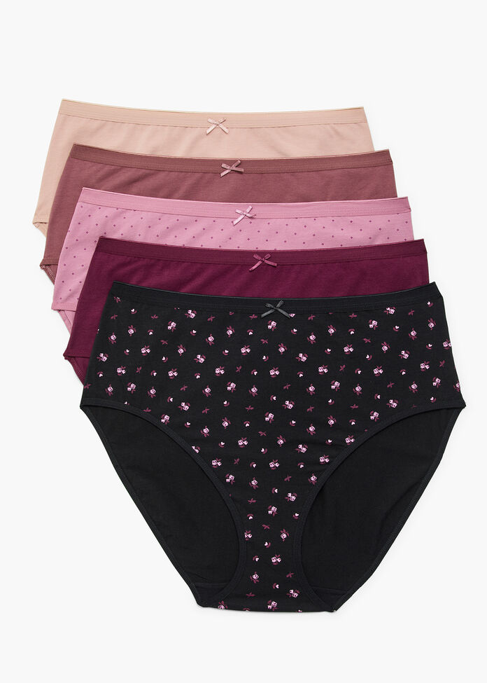 5 Pack Cotton Neutral Floral Briefs, , hi-res