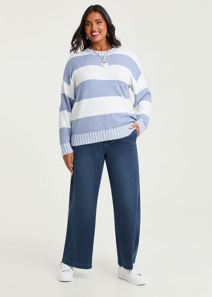 Block Stripe Crew Neck Jumper, , hi-res