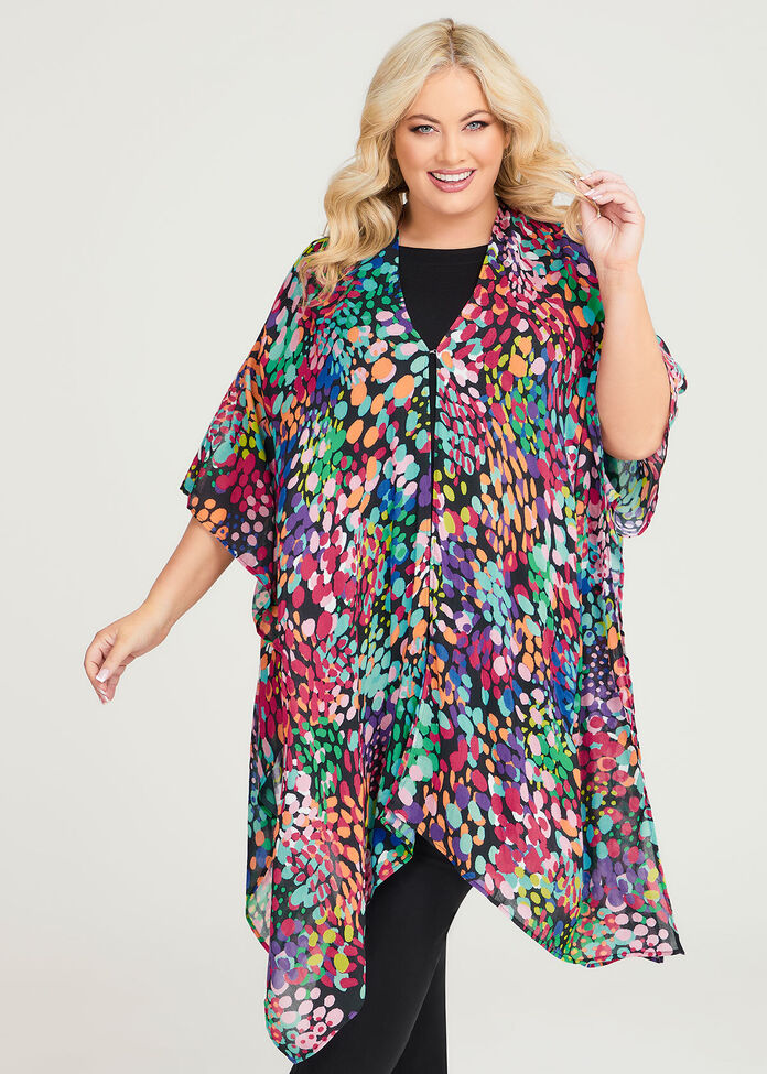Polka Dot Kimono Loose Front Open Top main image 0