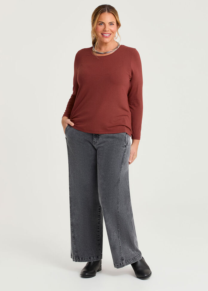 Australian Wool Modal Crew Neck Top, , hi-res