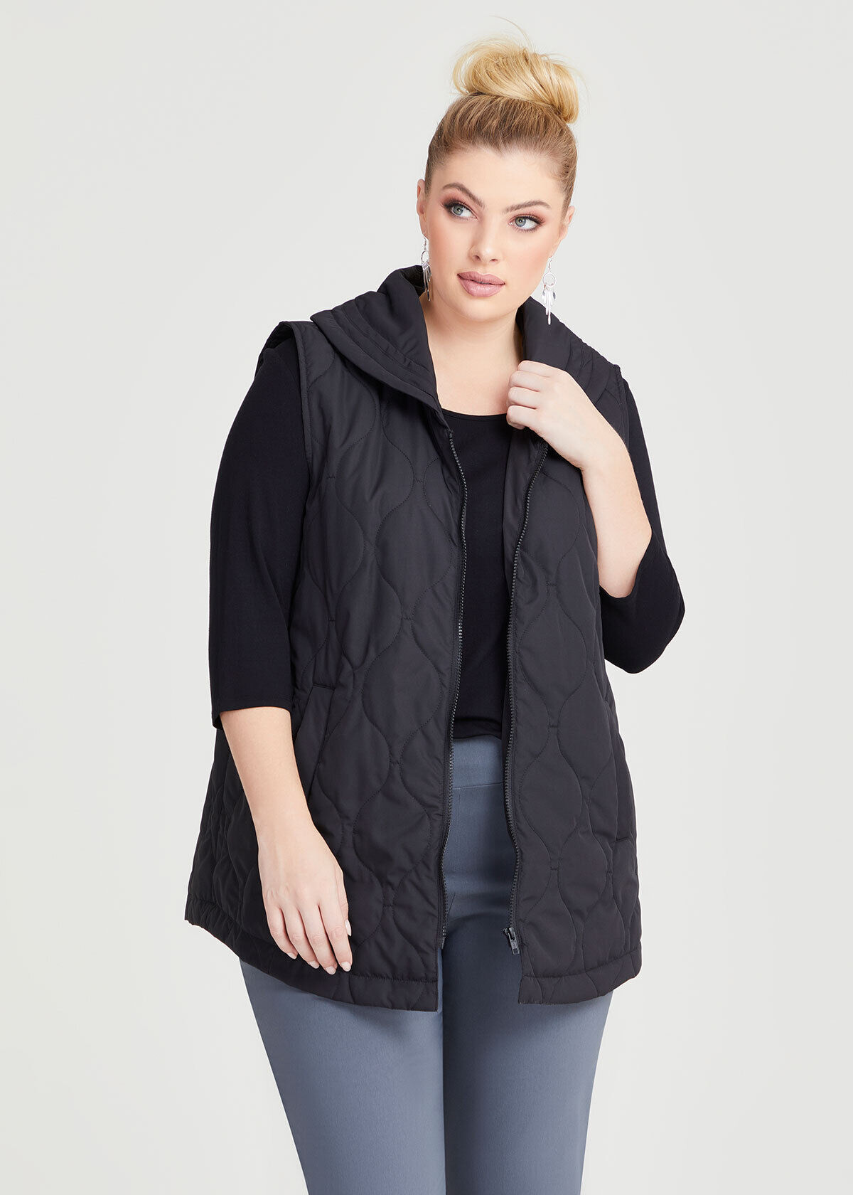 Black puffer vest plus size new arrivals