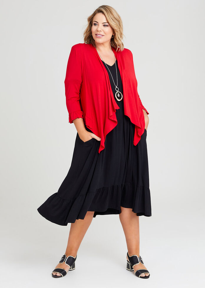 Plus Solid Drape Pocket Cardigan