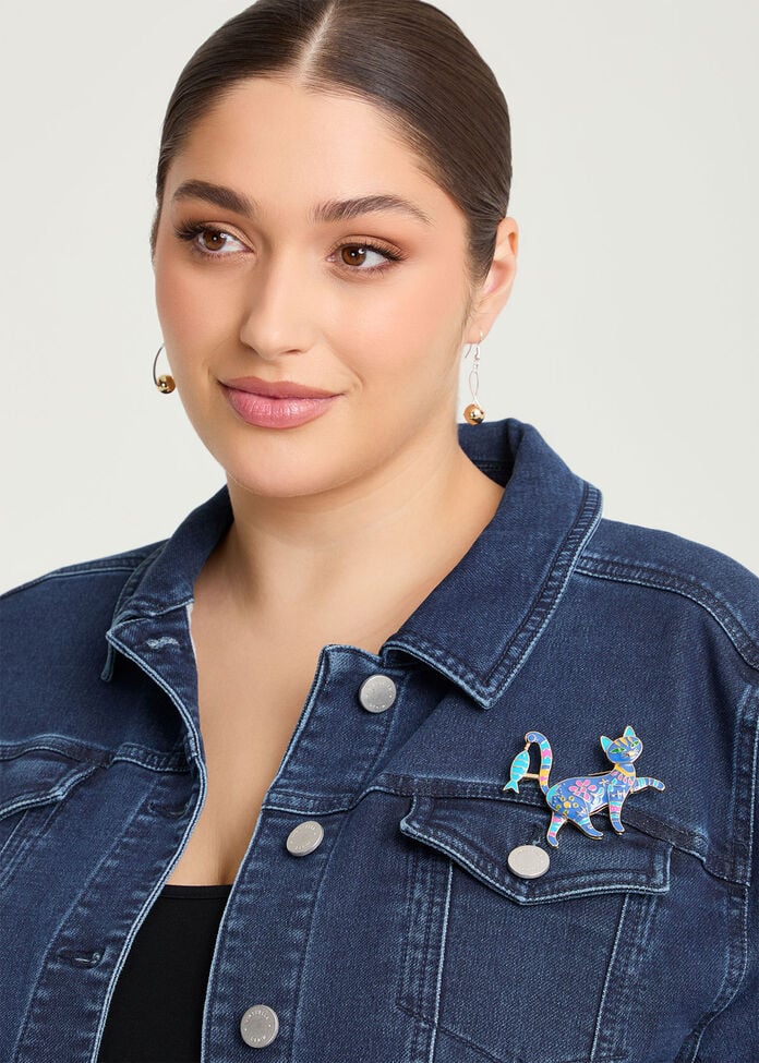 Bright Moving Cat Brooch, , hi-res