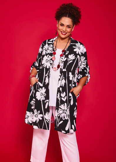 Plus Size Natural Abstract Floral Shirt