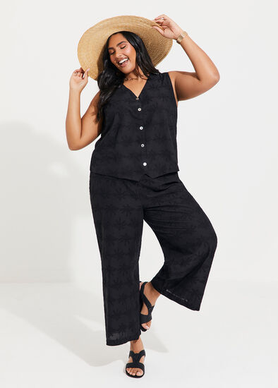 Plus Size Cotton Palm Embroidered Pant
