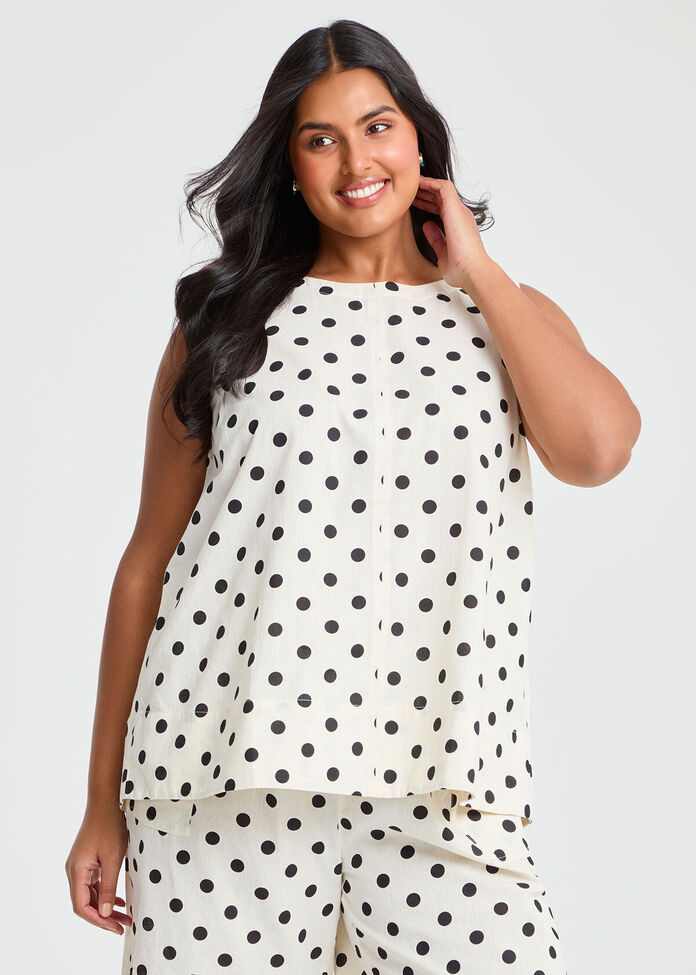 Cotton Linen Sleeveless Top, , hi-res
