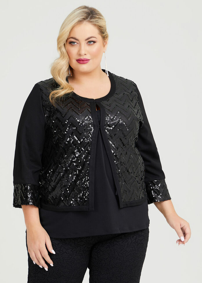 Shop Plus Size Decadent Sequin Evening Jacket in Black | Taking Shape AU
