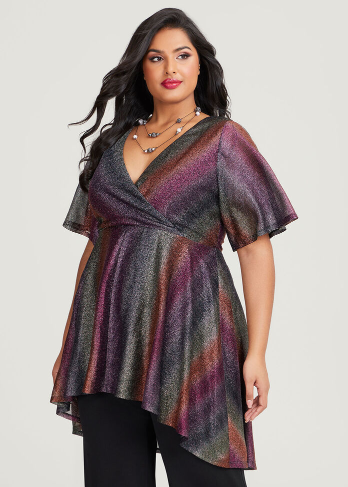 Shop Plus Size Rainbow Lurex Tunic in Multi | Sizes 12-30 | Taking Shape NZ
